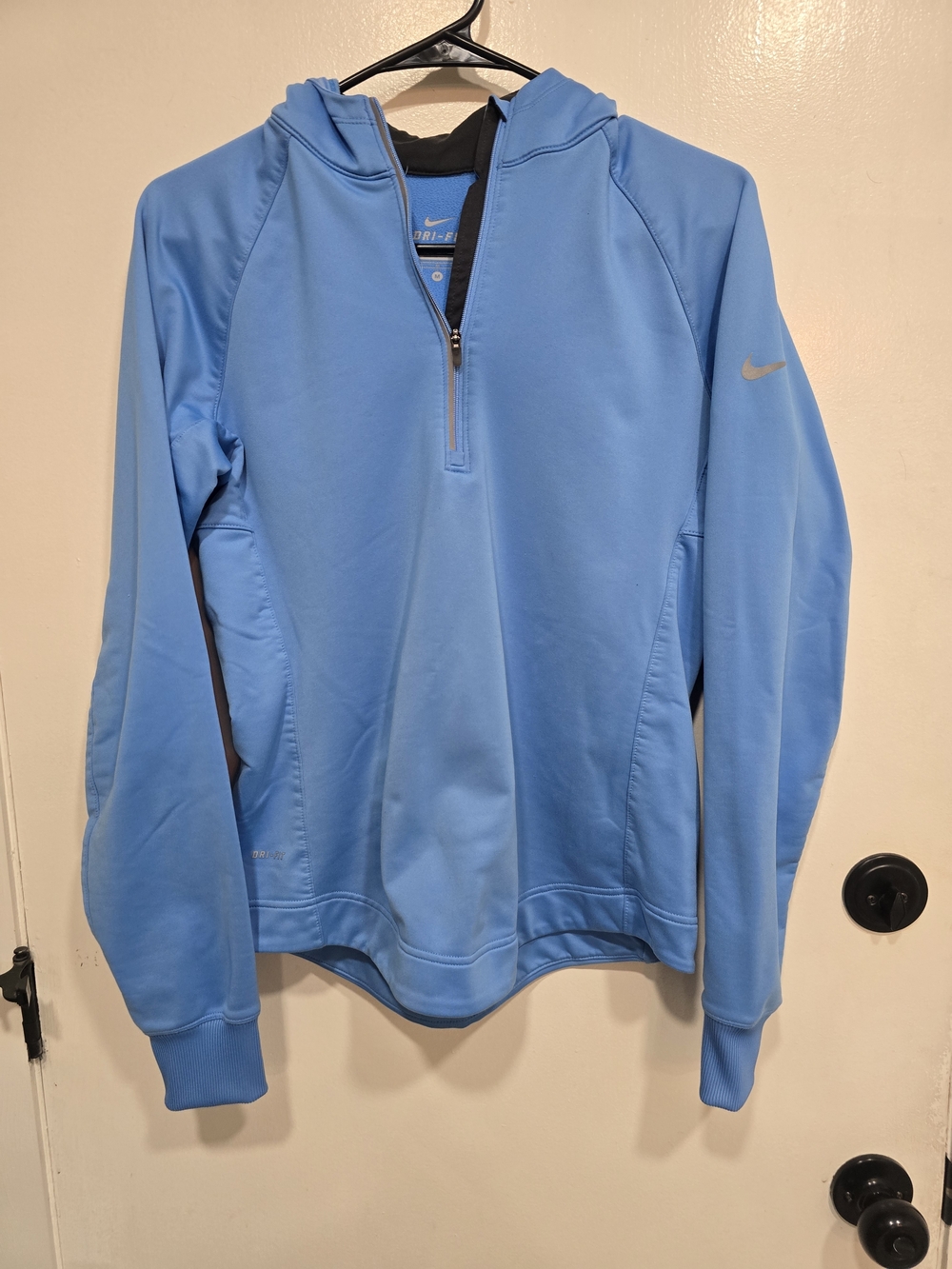 Nike Dri-FIT Hooded Pullover Blue Thumbhole Athletic Top Medium